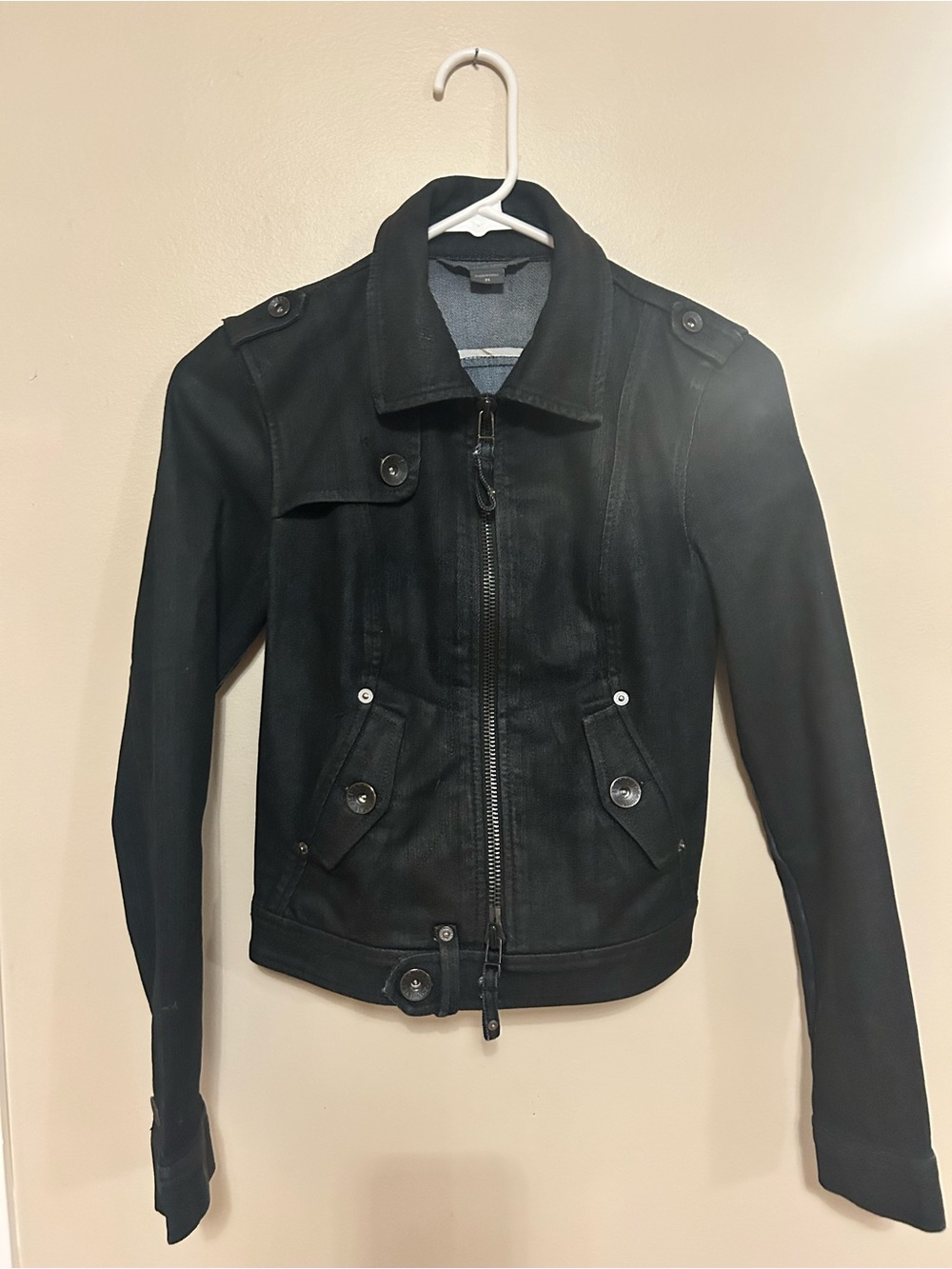 Armani Exchange Black Denim Moto Jacket